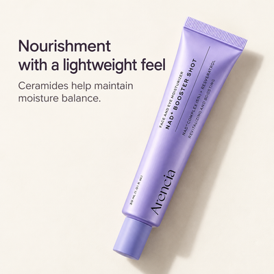 Lavender booster tube with lightweight nourishment and ceramide moisture information